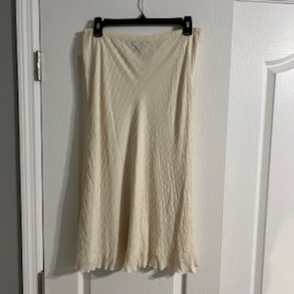 Lauren Ralph Lauren Women's 100% Silk Beaded Lined Ivory Skirt 10 NWT - Picture 1 of 15